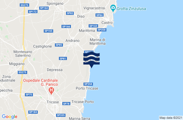 Mapa da tábua de marés em Montesano Salentino, Italy