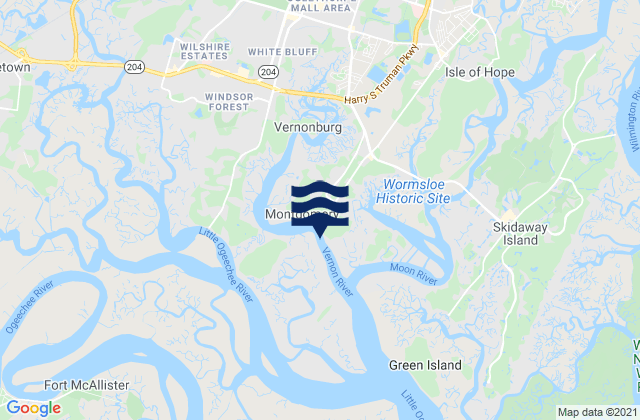 Mapa da tábua de marés em Montgomery, United States