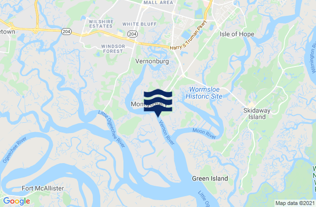 Mapa da tábua de marés em Montgomery Vernon River, United States