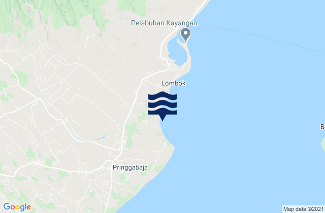 Mapa da tábua de marés em Montonggedeng, Indonesia