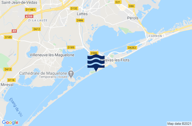 Mapa da tábua de marés em Montpellier, France