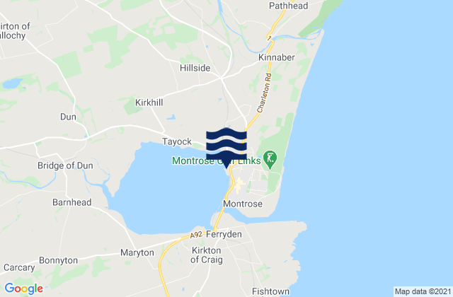 Mapa da tábua de marés em Montrose, United Kingdom