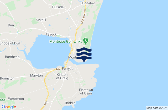 Mapa da tábua de marés em Montrose Beach, United Kingdom