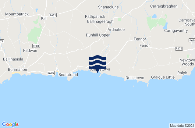 Mapa da tábua de marés em Mooncoin, Ireland