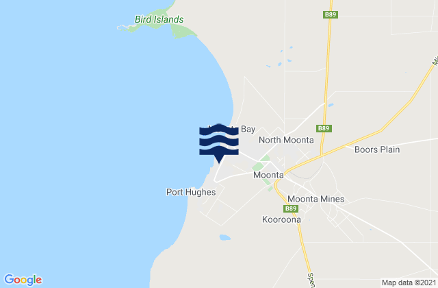 Mapa da tábua de marés em Moonta Bay, Australia