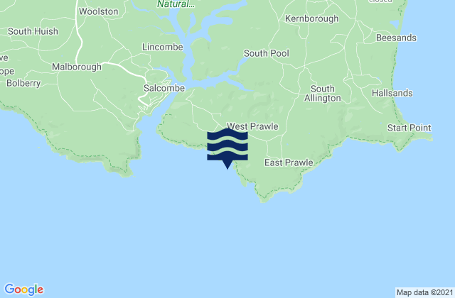 Mapa da tábua de marés em Moor Sands Beach, United Kingdom