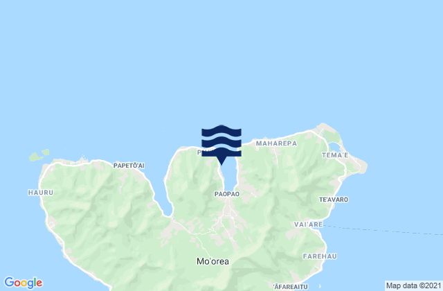 Mapa da tábua de marés em Moorea-Maiao, French Polynesia