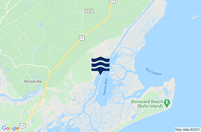 Mapa da tábua de marés em Moores Landing (Sewee Bay), United States