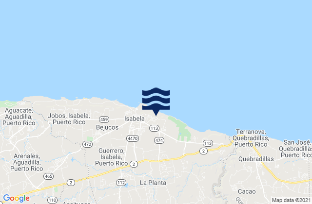 Mapa da tábua de marés em Mora Barrio, Puerto Rico