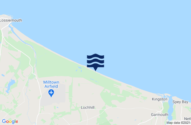 Mapa da tábua de marés em Moray, United Kingdom