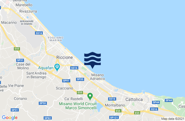 Mapa da tábua de marés em Morciano di Romagna, Italy