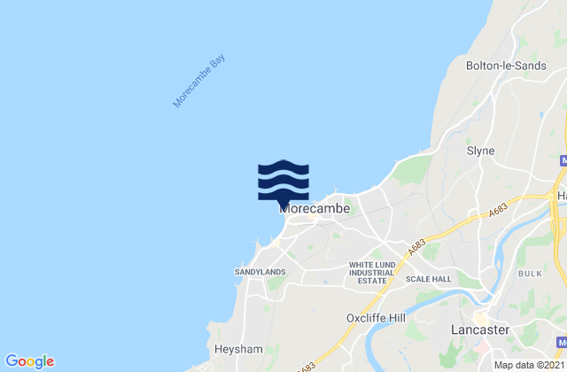 Mapa da tábua de marés em Morecambe - North Beach, United Kingdom
