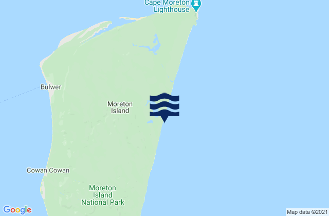 Mapa da tábua de marés em Moreton Island - East Coast, Australia