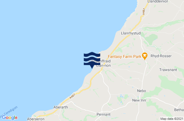 Mapa da tábua de marés em Morfa Beach, United Kingdom