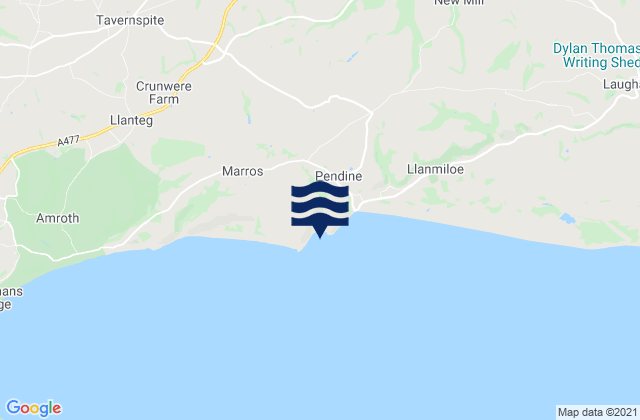 Mapa da tábua de marés em Morfa Bychan Beach, United Kingdom