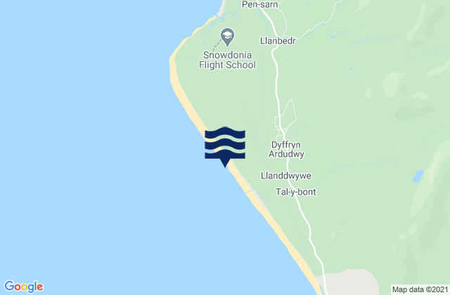 Mapa da tábua de marés em Morfa Dyffryn Beach, United Kingdom