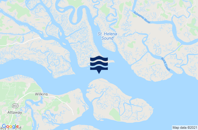Mapa da tábua de marés em Morgan Island North end Coosaw River, United States