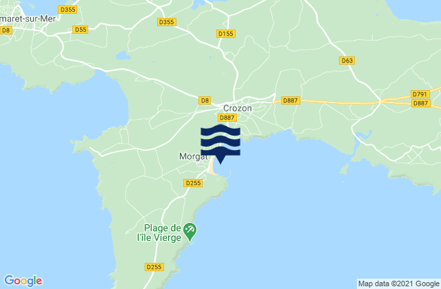 Mapa da tábua de marés em Morgat, France