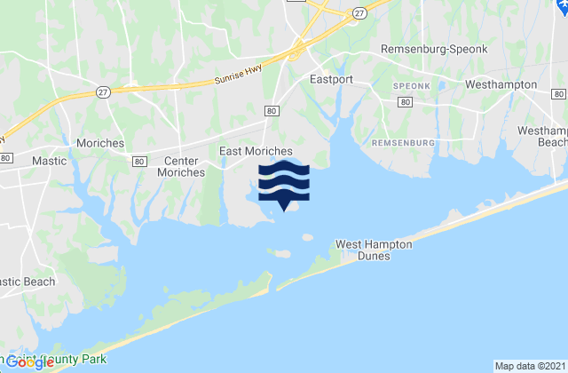 Mapa da tábua de marés em Moriches Coast Guard Station, United States