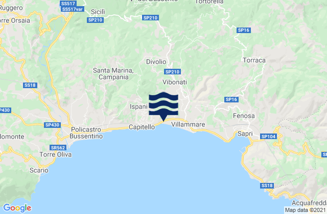 Mapa da tábua de marés em Morigerati, Italy