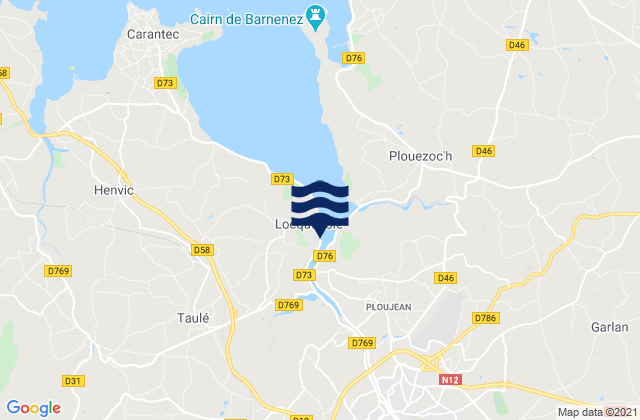 Mapa da tábua de marés em Morlaix, France
