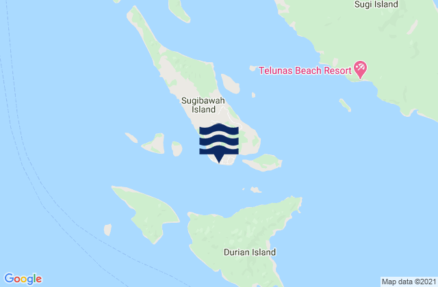 Mapa da tábua de marés em Moro, Indonesia