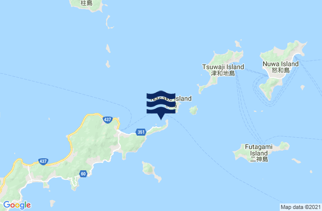 Mapa da tábua de marés em Moro Shima Suido, Japan
