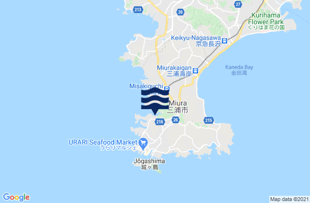 Mapa da tábua de marés em Moroiso, Japan