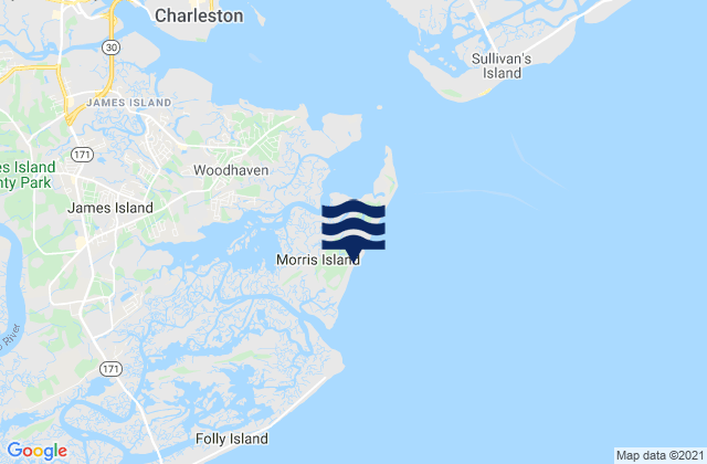 Mapa da tábua de marés em Morris Island, United States
