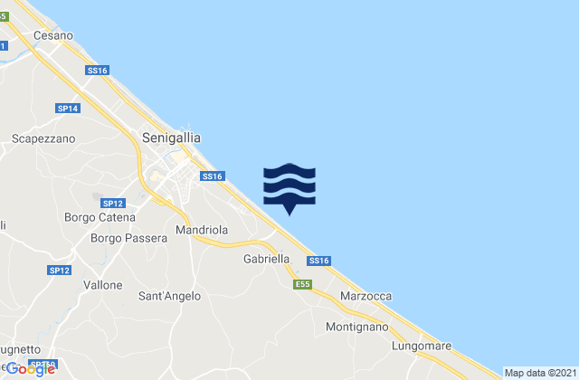 Mapa da tábua de marés em Morro d'Alba, Italy