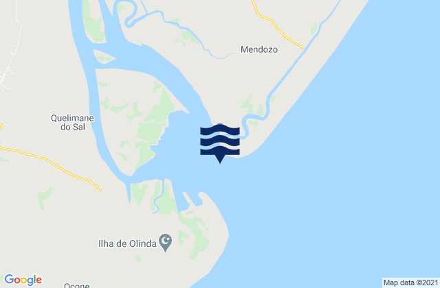 Mapa da tábua de marés em Morrubone, Mozambique