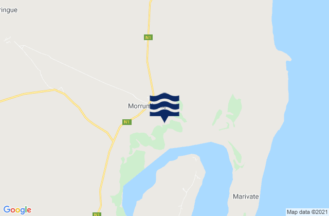 Mapa da tábua de marés em Morrumbene District, Mozambique