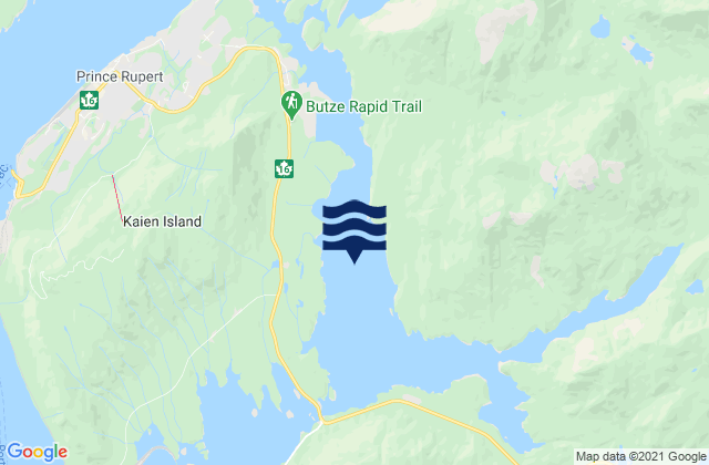 Mapa da tábua de marés em Morse Basin, Canada