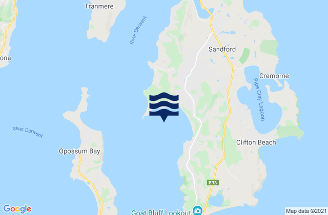 Mapa da tábua de marés em Mortimer Bay, Australia
