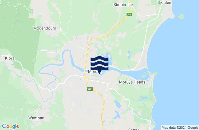 Mapa da tábua de marés em Moruya Breakwater, Australia