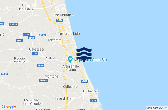 Mapa da tábua de marés em Mosciano Sant'Angelo, Italy