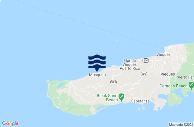 Mapa da tábua de marés em Mosquito Barrio, Puerto Rico