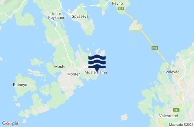 Mapa da tábua de marés em Mosterhamn, Norway