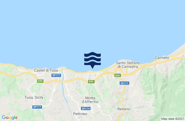 Mapa da tábua de marés em Motta d'Affermo, Italy
