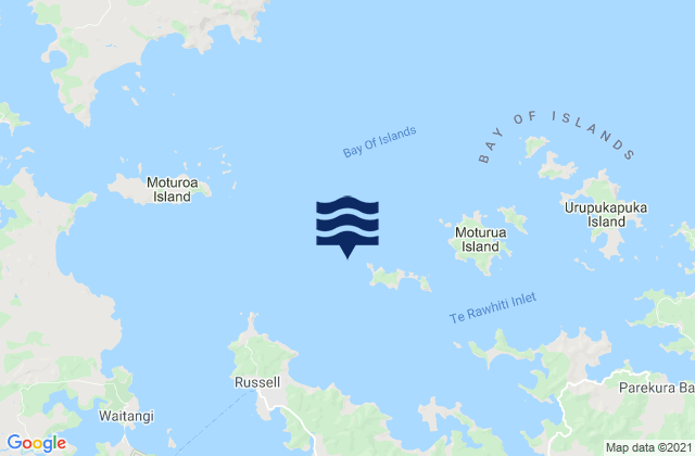 Mapa da tábua de marés em Motuarohia Island (Roberton Island), New Zealand