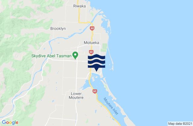 Mapa da tábua de marés em Motueka, New Zealand