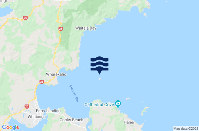 Mapa da tábua de marés em Motukorure Island (Centre Island), New Zealand