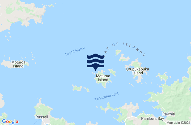 Mapa da tábua de marés em Moturua, New Zealand