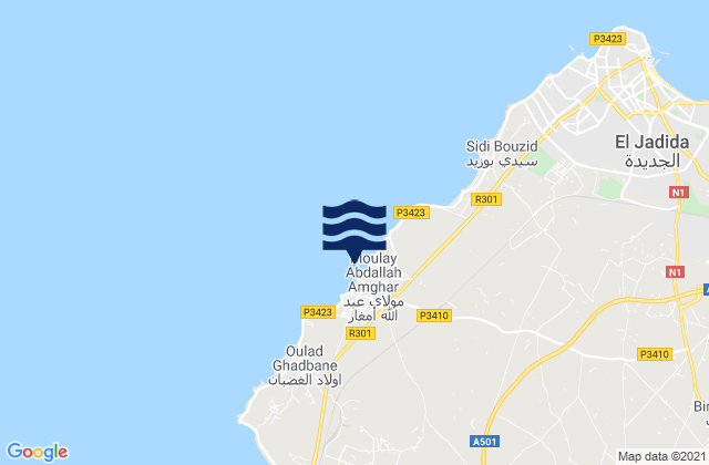 Mapa da tábua de marés em Moulay Abdallah, Morocco