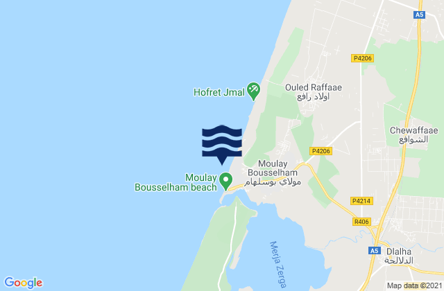 Mapa da tábua de marés em Moulay Bousselham, Morocco