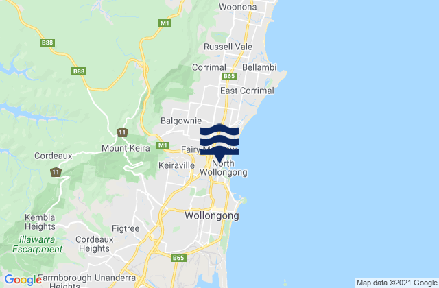 Mapa da tábua de marés em Mount Keira, Australia