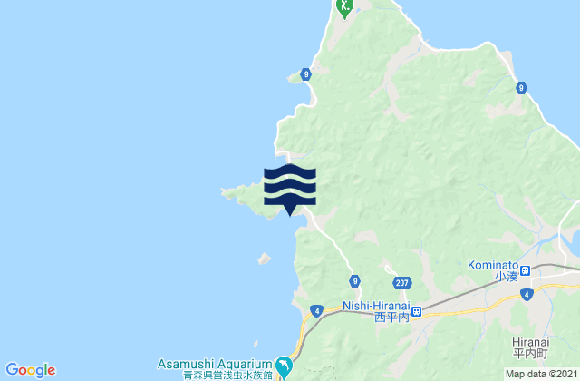 Mapa da tábua de marés em Moura, Japan