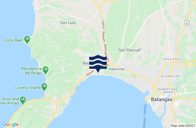 Mapa da tábua de marés em Mozon, Philippines