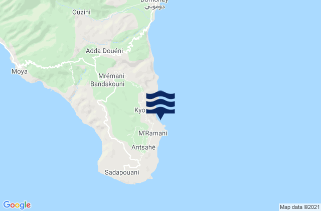 Mapa da tábua de marés em Mramani, Comoros