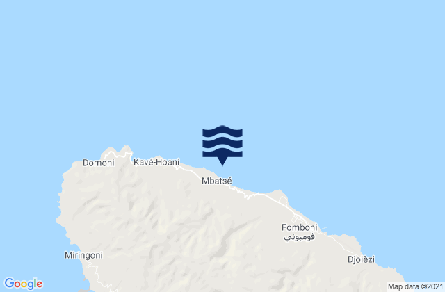 Mapa da tábua de marés em Mtakoudja, Comoros